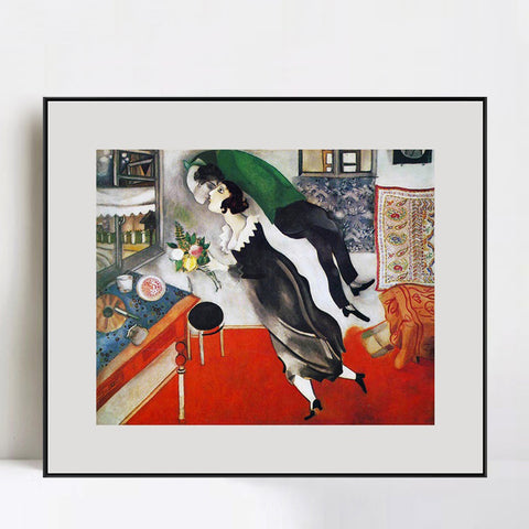 INVIN ART Framed Canvas Giclee Print Art Birthday by Marc Chagall Wall Art Living Room Home Office Decorations