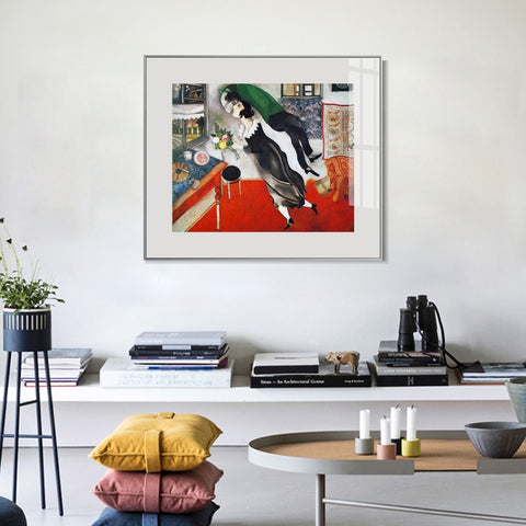 INVIN ART Framed Canvas Giclee Print Art Birthday by Marc Chagall Wall Art Living Room Home Office Decorations