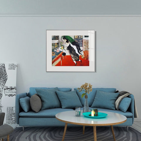 INVIN ART Framed Canvas Giclee Print Art Birthday by Marc Chagall Wall Art Living Room Home Office Decorations