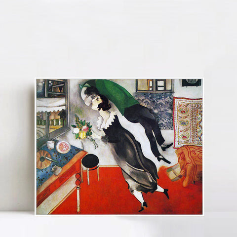 INVIN ART Framed Canvas Giclee Print Art Birthday by Marc Chagall Wall Art Living Room Home Office Decorations
