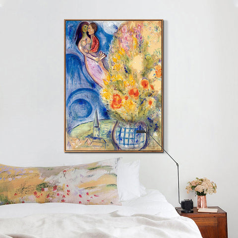 INVIN ART Framed Canvas Giclee Print Art Flower 3 by Marc Chagall Wall Art Living Room Home Office Decorations