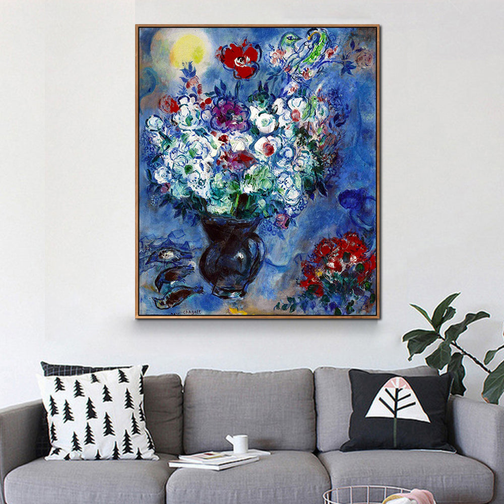 INVIN ART Framed Canvas Giclee Print Art  Les Anémones by Marc Chagall Wall Art