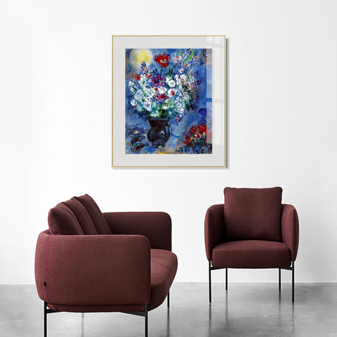 INVIN ART Framed Canvas Giclee Print Art Les Anémones by Marc Chagall Wall Art Living Room Home Office Decorations