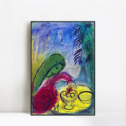 INVIN ART Framed Canvas Giclee Print Art Woman by Marc Chagall Wall Art Living Room Home Office Decorations