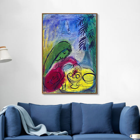 INVIN ART Framed Canvas Giclee Print Art Woman by Marc Chagall Wall Art Living Room Home Office Decorations