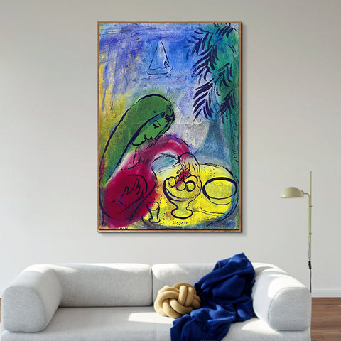 INVIN ART Framed Canvas Giclee Print Art Woman by Marc Chagall Wall Art Living Room Home Office Decorations