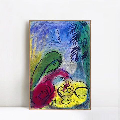 INVIN ART Framed Canvas Giclee Print Art Woman by Marc Chagall Wall Art Living Room Home Office Decorations
