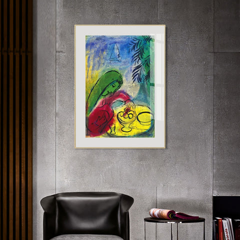 INVIN ART Framed Canvas Giclee Print Art Woman by Marc Chagall Wall Art Living Room Home Office Decorations
