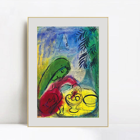 INVIN ART Framed Canvas Giclee Print Art Woman by Marc Chagall Wall Art Living Room Home Office Decorations