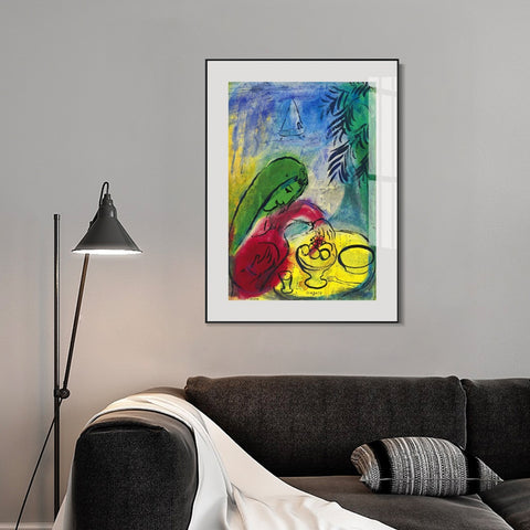 INVIN ART Framed Canvas Giclee Print Art Woman by Marc Chagall Wall Art Living Room Home Office Decorations