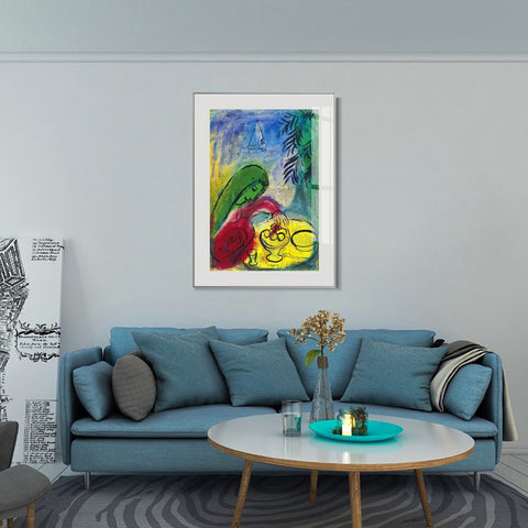 INVIN ART Framed Canvas Giclee Print Art Woman by Marc Chagall Wall Art Living Room Home Office Decorations