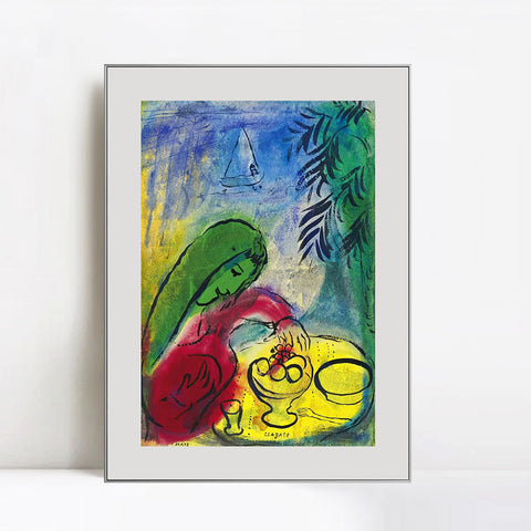 INVIN ART Framed Canvas Giclee Print Art Woman by Marc Chagall Wall Art Living Room Home Office Decorations