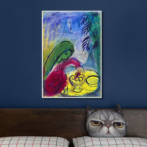 INVIN ART Framed Canvas Giclee Print Art Woman by Marc Chagall Wall Art Living Room Home Office Decorations