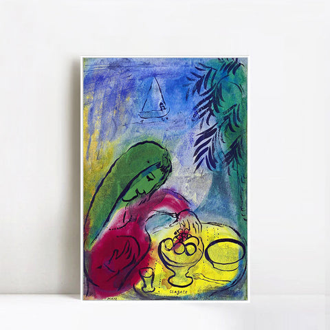 INVIN ART Framed Canvas Giclee Print Art Woman by Marc Chagall Wall Art Living Room Home Office Decorations