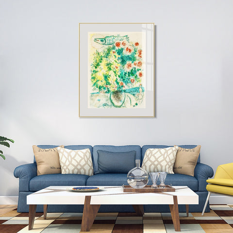 INVIN ART Framed Canvas Giclee Print Art Flower #8 by Marc Chagall Wall Art Living Room Home Office Decorations