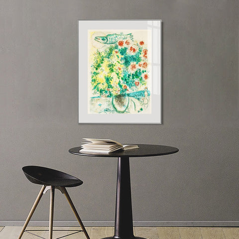 INVIN ART Framed Canvas Giclee Print Art Flower #8 by Marc Chagall Wall Art Living Room Home Office Decorations