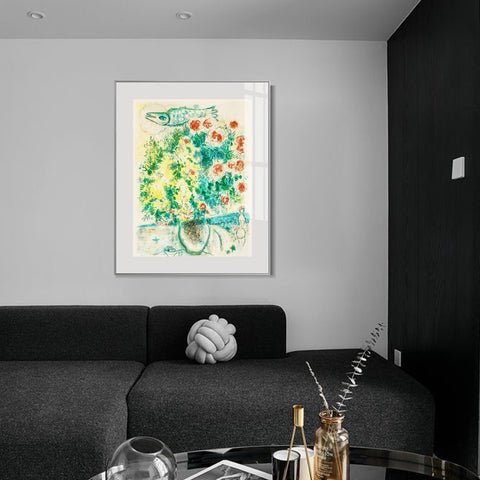 INVIN ART Framed Canvas Giclee Print Art Flower #8 by Marc Chagall Wall Art Living Room Home Office Decorations