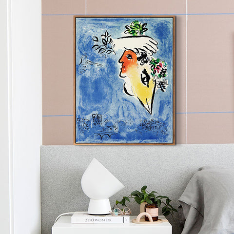 INVIN ART Framed Canvas Giclee Print Art Flower in face by Marc Chagall Wall Art Living Room Home Office Decorations