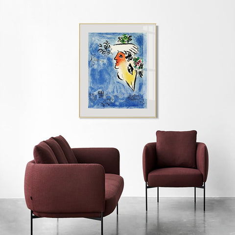 INVIN ART Framed Canvas Giclee Print Art Flower in face by Marc Chagall Wall Art Living Room Home Office Decorations