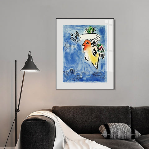 INVIN ART Framed Canvas Giclee Print Art Flower in face by Marc Chagall Wall Art Living Room Home Office Decorations