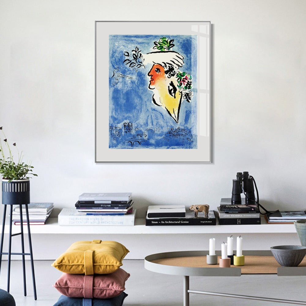 INVIN ART Framed Canvas Giclee Print Art Flower in face by Marc Chagall Wall Art Living Room Home Office Decorations