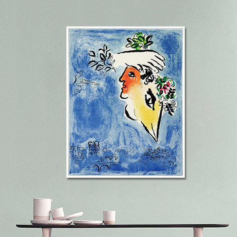INVIN ART Framed Canvas Giclee Print Art Flower in face by Marc Chagall Wall Art Living Room Home Office Decorations