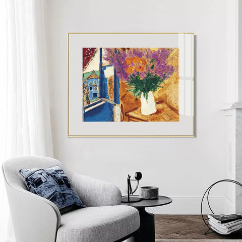 INVIN ART Framed Canvas Giclee Print Art Flower 11 by Marc Chagall Wall Art Living Room Home Office Decorations