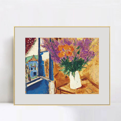INVIN ART Framed Canvas Giclee Print Art Flower 11 by Marc Chagall Wall Art Living Room Home Office Decorations