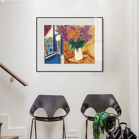 INVIN ART Framed Canvas Giclee Print Art Flower 11 by Marc Chagall Wall Art Living Room Home Office Decorations