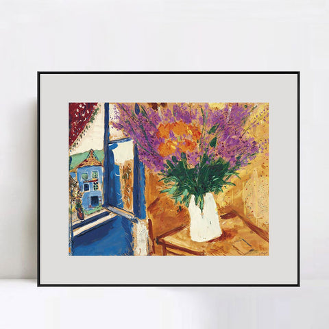 INVIN ART Framed Canvas Giclee Print Art Flower 11 by Marc Chagall Wall Art Living Room Home Office Decorations