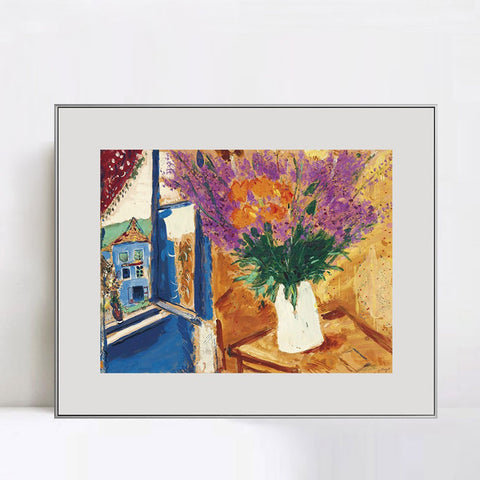 INVIN ART Framed Canvas Giclee Print Art Flower 11 by Marc Chagall Wall Art Living Room Home Office Decorations
