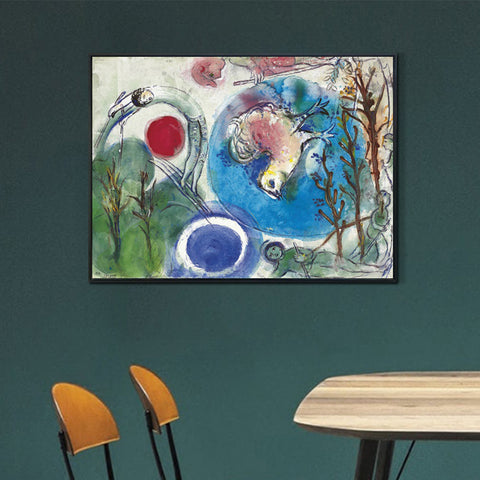 INVIN ART Framed Canvas Giclee Print Art All things on earth by Marc Chagall Wall Art Living Room Home Office Decorations