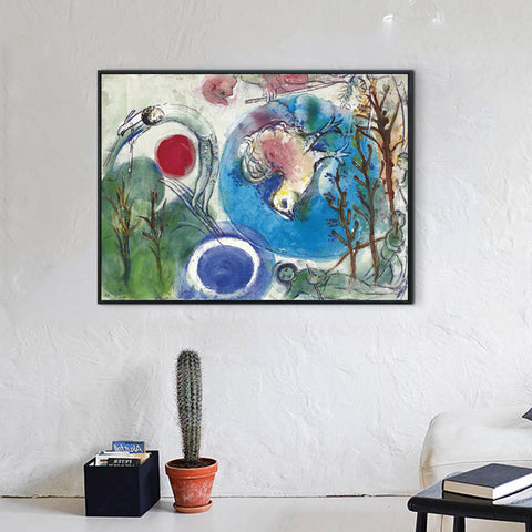 INVIN ART Framed Canvas Giclee Print Art All things on earth by Marc Chagall Wall Art Living Room Home Office Decorations