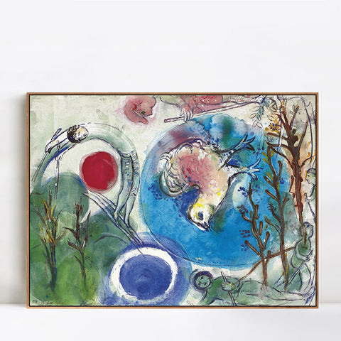 INVIN ART Framed Canvas Giclee Print Art All things on earth by Marc Chagall Wall Art Living Room Home Office Decorations