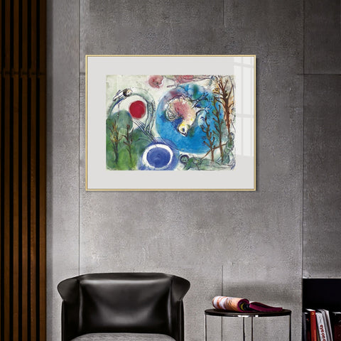 INVIN ART Framed Canvas Giclee Print Art All things on earth by Marc Chagall Wall Art Living Room Home Office Decorations