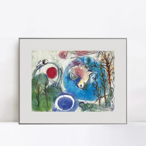INVIN ART Framed Canvas Giclee Print Art All things on earth by Marc Chagall Wall Art Living Room Home Office Decorations