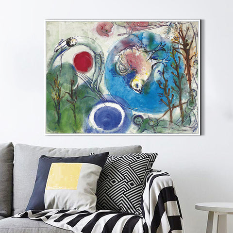 INVIN ART Framed Canvas Giclee Print Art All things on earth by Marc Chagall Wall Art Living Room Home Office Decorations