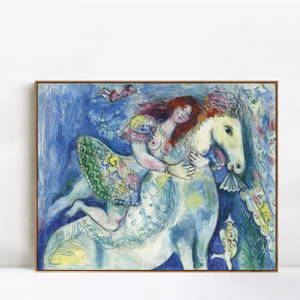 INVIN ART Framed Canvas Giclee Print Art Woman on the horse by Marc Chagall Wall Art Living Room Home Office Decorations
