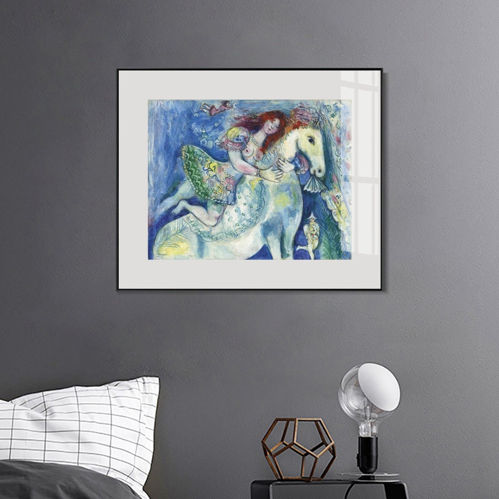 INVIN ART Framed Canvas Giclee Print Art Woman on the horse by Marc Chagall Wall Art Living Room Home Office Decorations