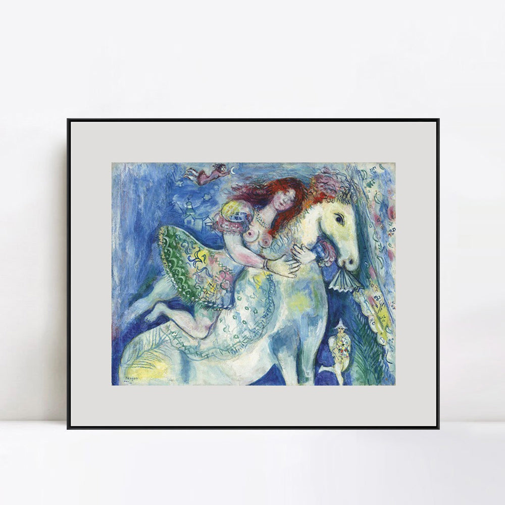INVIN ART Framed Canvas Giclee Print Art Woman on the horse by Marc Chagall Wall Art Living Room Home Office Decorations