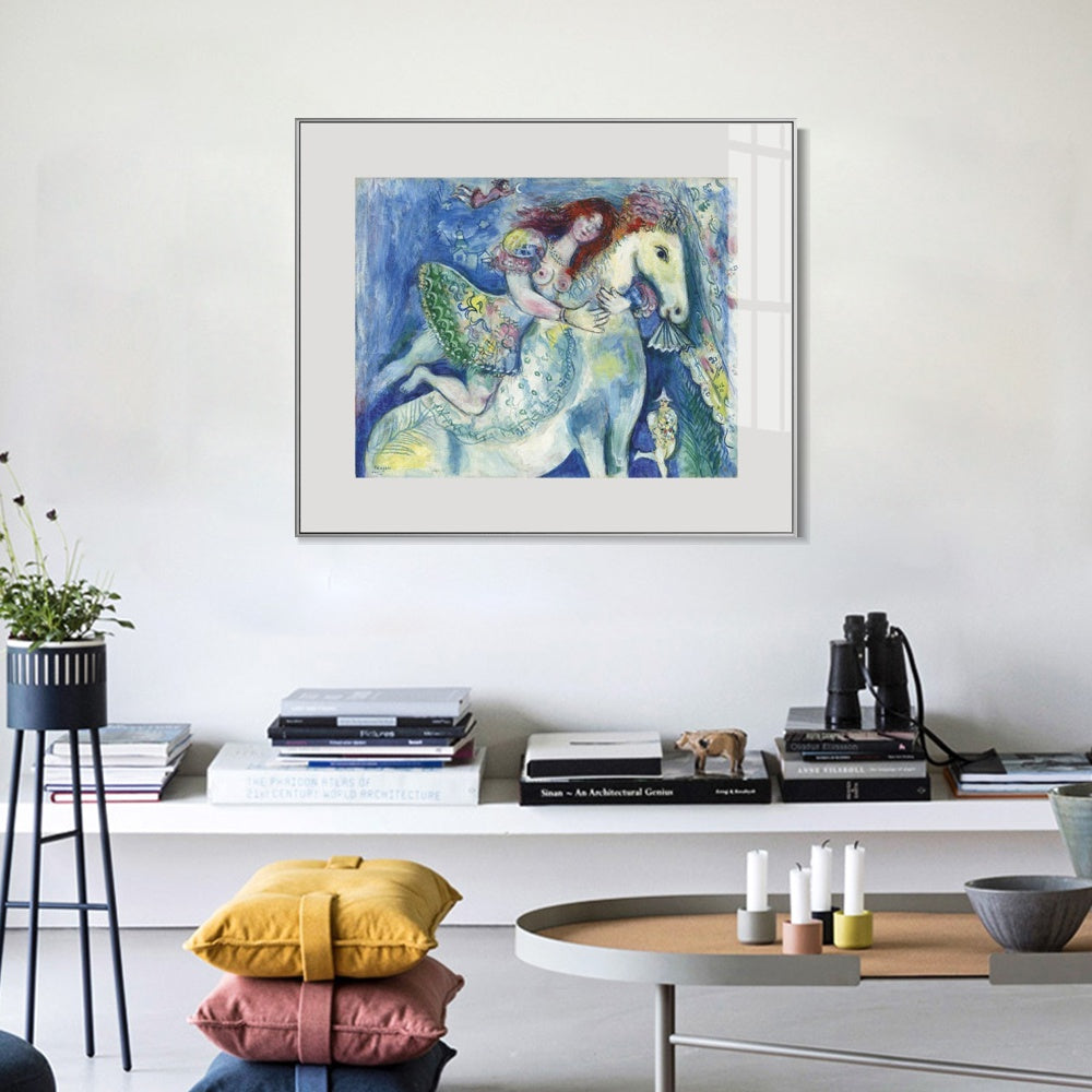 INVIN ART Framed Canvas Giclee Print Art Woman on the horse by Marc Chagall Wall Art Living Room Home Office Decorations