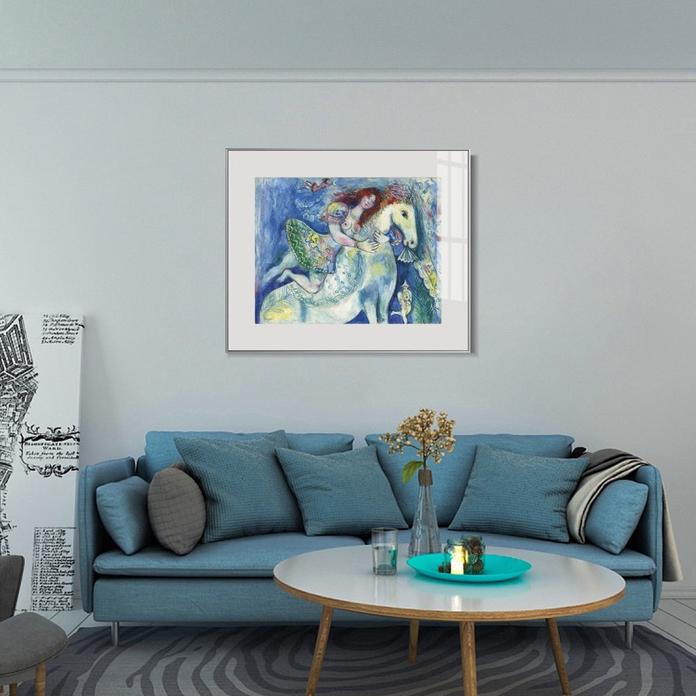 INVIN ART Framed Canvas Giclee Print Art Woman on the horse by Marc Chagall Wall Art Living Room Home Office Decorations