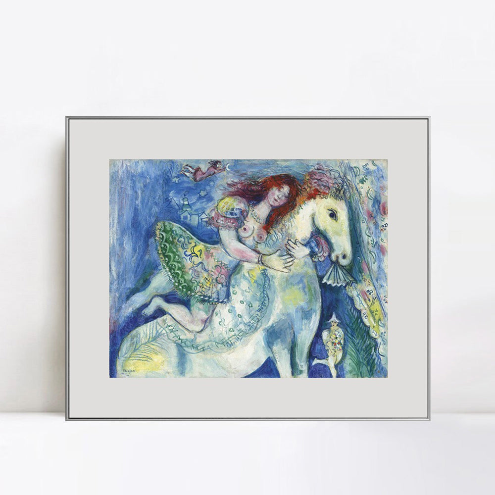 INVIN ART Framed Canvas Giclee Print Art Woman on the horse by Marc Chagall Wall Art Living Room Home Office Decorations
