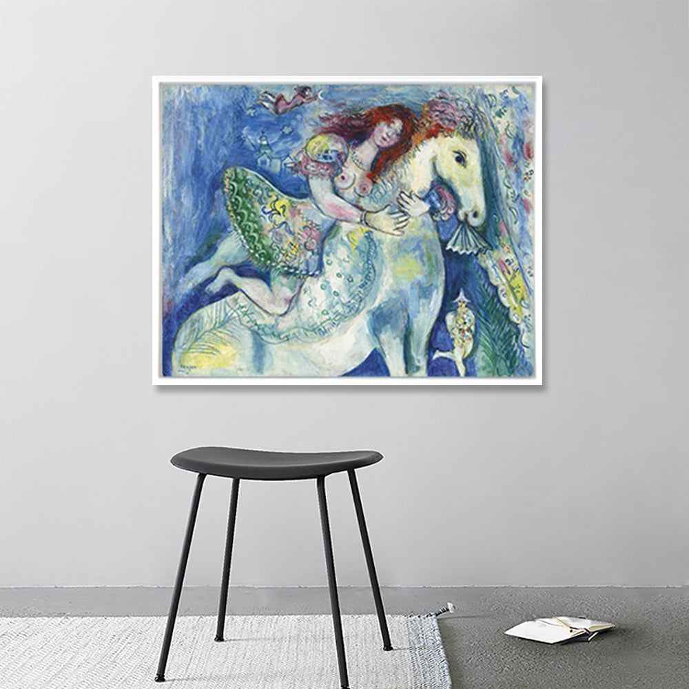 INVIN ART Framed Canvas Giclee Print Art Woman on the horse by Marc Chagall Wall Art Living Room Home Office Decorations