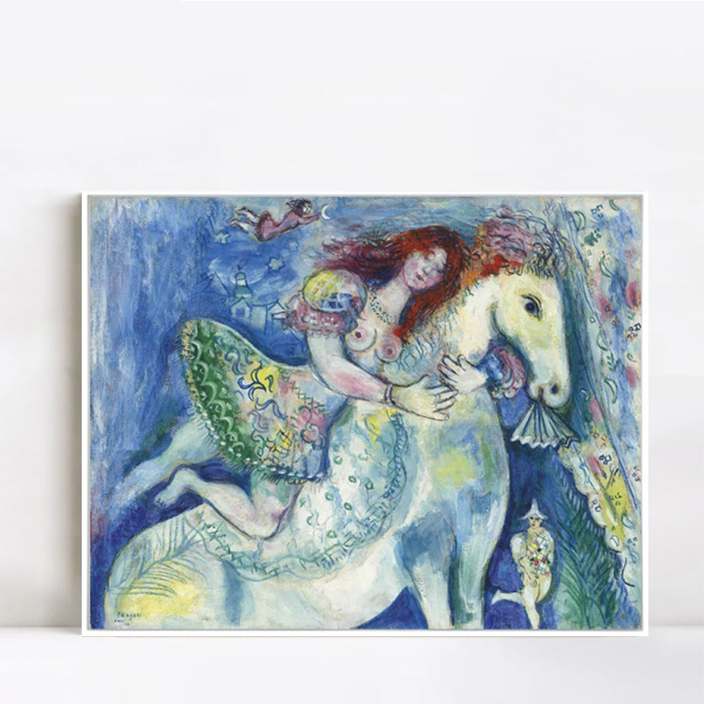 INVIN ART Framed Canvas Giclee Print Art Woman on the horse by Marc Chagall Wall Art Living Room Home Office Decorations