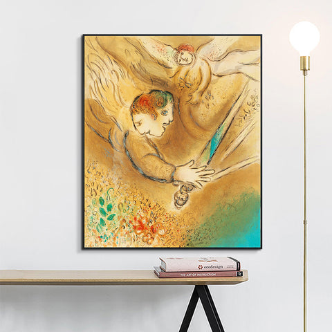 INVIN ART Framed Canvas Giclee Print Art Angel by Marc Chagall Wall Art Living Room Home Office Decorations