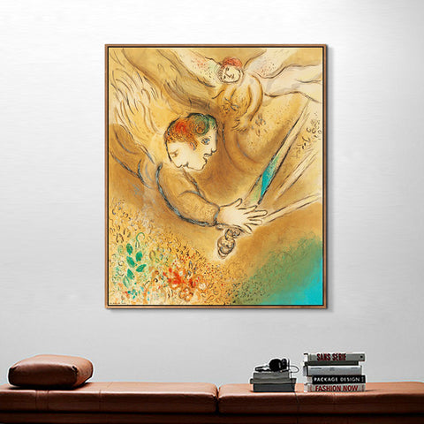 INVIN ART Framed Canvas Giclee Print Art Angel by Marc Chagall Wall Art Living Room Home Office Decorations