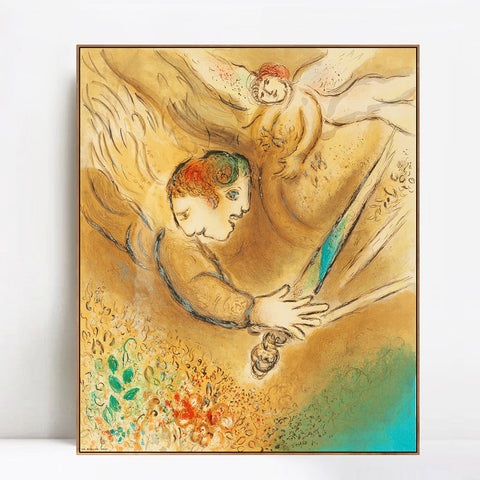 INVIN ART Framed Canvas Giclee Print Art Angel by Marc Chagall Wall Art Living Room Home Office Decorations