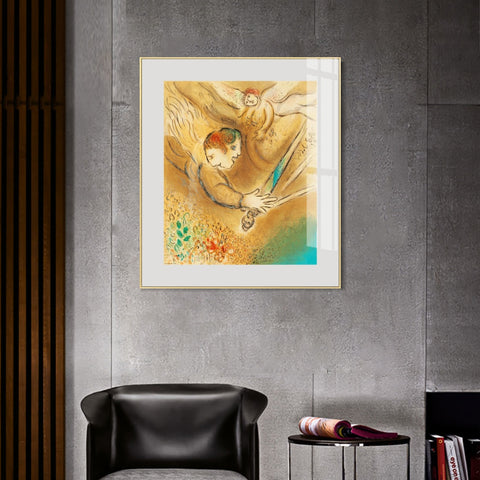INVIN ART Framed Canvas Giclee Print Art Angel by Marc Chagall Wall Art Living Room Home Office Decorations