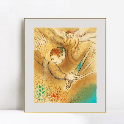 INVIN ART Framed Canvas Giclee Print Art Angel by Marc Chagall Wall Art Living Room Home Office Decorations